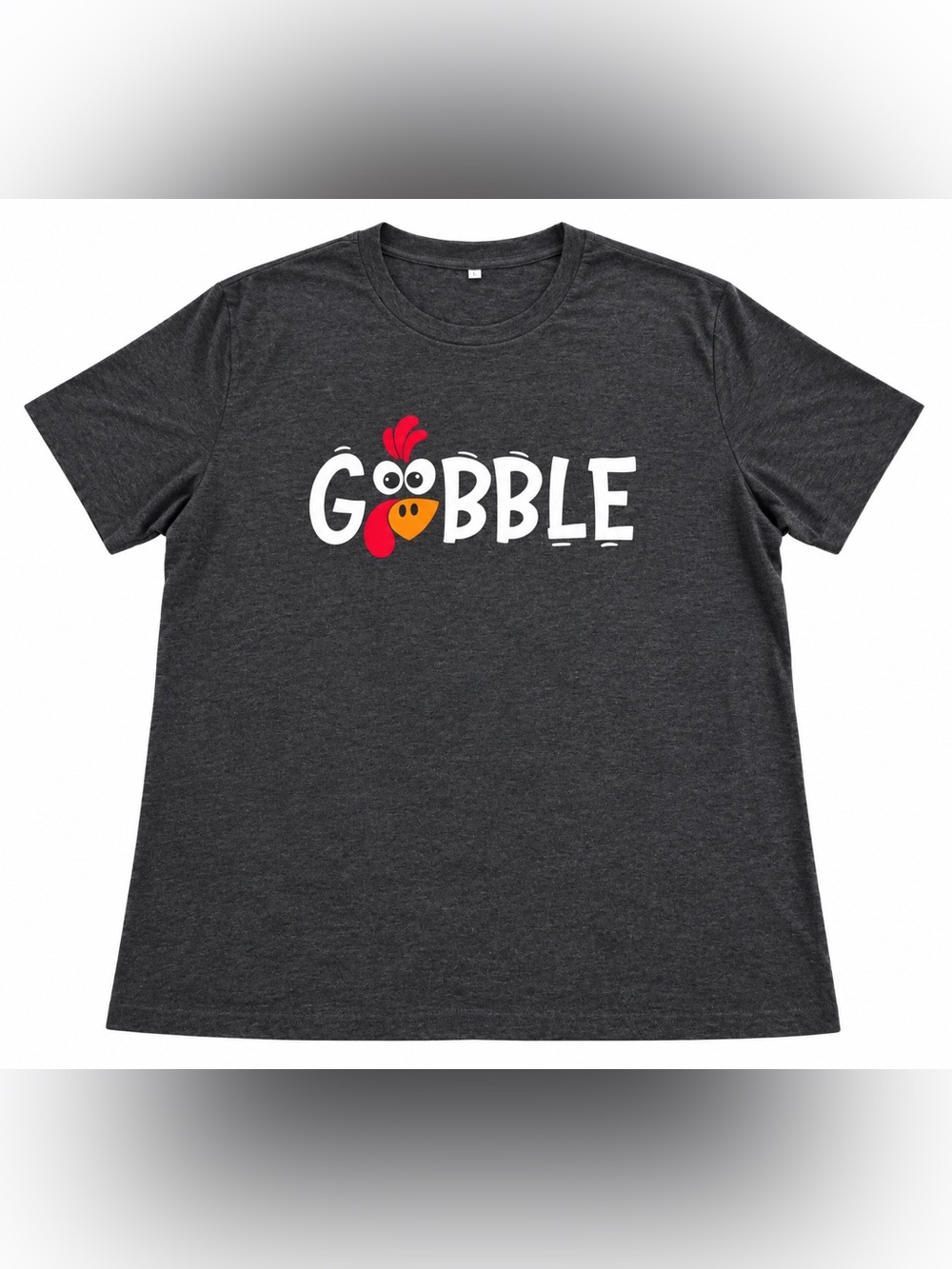 Ladies Gobble Turkey Graphic Tee - 3x Charcoal